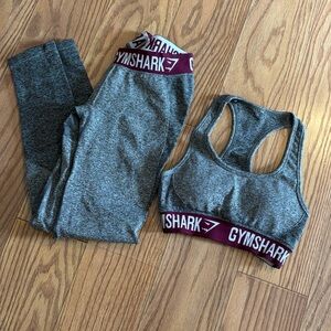 Gymshark Flex Set Leggings and Bra Size Small Charcoal Gray/Deep Plum